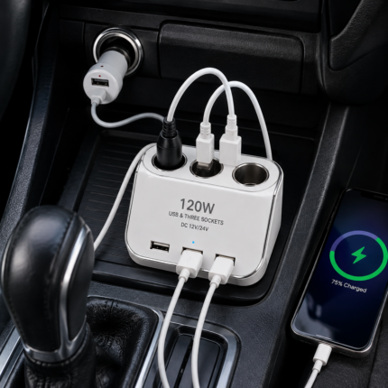 🚗 Premium 3-Port Car Charger & Power Socket