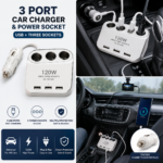 🚗 Premium 3-Port Car Charger & Power Socket - Image 2